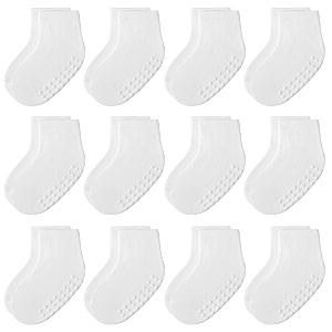 JAKIDAR 12-Pair Baby Socks Non-Slip Cotton Toddler