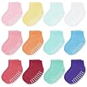 JAKIDAR 12-Pair Baby Socks Non-Slip Cotton Toddler