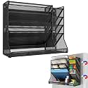 Jakyitvi 5-Tier Magnetic File Organizer R-Shaped Base Wall Hanging Black