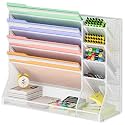Jakyitvi Adjustable 5 Tiers Wall File Organizer Metal Hanging Holder White
