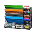 Jakyitvi Adjustable 5 Tiers Wall File Organizer Metal Hanging Holder Black