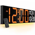 JALL 30" Oversized Digital Wall Clock with 7.3-inch Big Numbers, Extra Large Wall Clock with Remote for Church, Giant Wall Clock for Classroom, Garage, Office, Wall Decor, Orange White