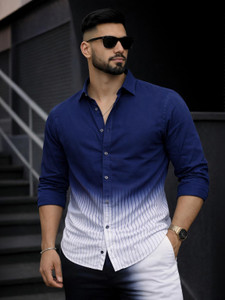 JALVA FAB Men Dyed Ombre Striped Party