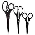 JAM PAPER Multi Purpose Scissors Set - Black - Assorted Sizes - Ergonomic Handle &amp; Stainless Steel Pointed Tip Blades - 3/Pack