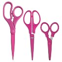 JAM PAPER Multi Purpose Scissors Set - Pink - Assorted Sizes - Ergonomic Handle &amp; Stainless Steel Pointed Tip Blades - 3/Pack