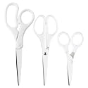 JAM PAPER Multi Purpose Scissors Set - White - Assorted Sizes - Ergonomic Handle & Stainless Steel Pointed Tip Blades - 3/Pack