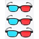 JD-05-3 Red & Anaglyph/Blue 3D Plastic Frame Glasses (3 Pcs.Pack) for 3D Movie/Books/Magazine�