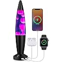 JAMBO 16-Inch Beautiful Lamp with Wax, Relaxing Night Light Home Decor, Extra Tall, Living Room Office Bedroom Lamp for Adults, Teens, Kids (USB, Auto Shut Off, Black Base, Purple Liquid, White Wax)