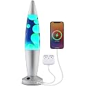 JAMBO Beautiful Liquid Lamp with USB Ports, 16" Motion Light with Blue Liquid Yellow Wax, Relaxing Nightlight, Mood Light for Bedroom, Living Room, Office - Adults, Teens, Kids