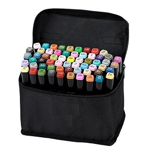 jamunesh enterprise dual tip art markers colours with carrying case for painting sketching calligraphy drawing non toxic twin head permanent colouring markers for kids adult beginners 60 markers