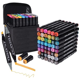 dual tip art markers 48 colours with carrying case for painting sketching calligraphy drawing non toxic twin head permanent colouring markers for kids adult beginners art lover