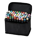 JAMUNESH ENTERPRISE Dual Tip Art Markers Colours With Carrying Case For Painting Sketching Calligraphy Drawing Non Toxic Twin Head Permanent Colouring Markers For Kids Adult Beginners (60 Markers)