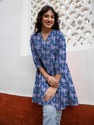 Janasya Casual Printed Women Blue Top