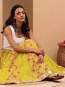 Janasya Women Floral Print Flared Yellow Skirt