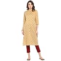 Janasya Women39s Beige Cotton Kurta