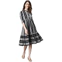 Janasya Women39s Black Cotton Western Dress