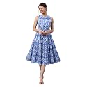 Janasya Women39s Blue Pure Cotton Floral Printed