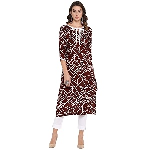 Janasya Womens Brown Rayon Straight Kurta