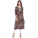 Janasya Women39s Brown Rayon Straight Kurta
