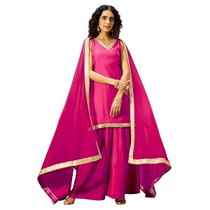 Janasya Womens Chanderi Silk Embellished Straight Kurta