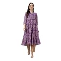 Janasya Women39s Chiffon Lurex Floral Printed A-line