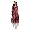 Janasya Women39s Chiffon Lurex Floral Printed A-line