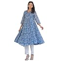 Janasya Women39s Chiffon Lurex Floral Printed A-line