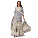 Janasya Women39s Cream Pure Cotton Floral Printed