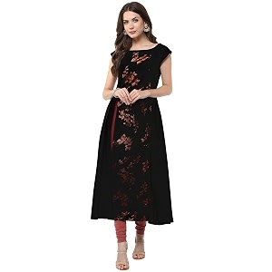 Janasya Womens Crepe Frontslit Kurta