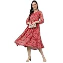 Janasya Women39s Chiffon Lurex Floral Printed A-line