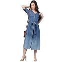 Janasya Women39s Denim Solid Straight Western Dress