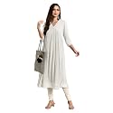Janasya Women39s Dobby Chiffon Self Design Flared