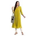 Janasya Women39s Dobby Chiffon Self Design Flared