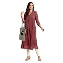 Janasya Women39s Dobby Chiffon Self Design Flared
