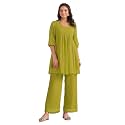 Janasya Women39s Dobby Georgette Self Design Gathered