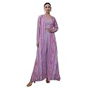 Janasya Women39s Lavender Georgette Chevron 3 Piece