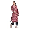 Janasya Women39s Maroon Pure Cotton Floral Print
