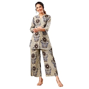 Janasya Womens Multicolor Pure Cotton Floral Printed