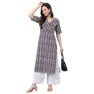 Janasya Womens Mustard Pure Cotton Striped Printed