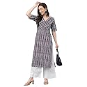 Janasya Women39s Mustard Pure Cotton Striped Printed