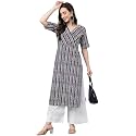 Janasya Women39s Mustard Pure Cotton Striped Printed