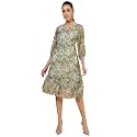 Janasya Women39s Olive Georgette Floral Printed A-Line