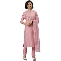 Janasya Women39s Pink Poly Silk Floral Print