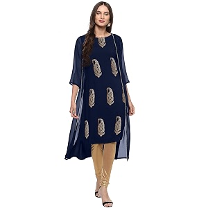 Janasya Womens Poly Crepe Jacket Style A-line