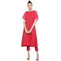Janasya Women39s Poly Crepe A-Line Kurta With