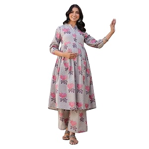 Janasya Womens Pure Cotton Floral Printed A-line
