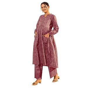 Janasya Womens Pure Cotton Floral Printed A-line