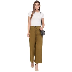 janasya women39s pure cotton palazzo pant