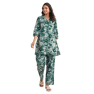 Janasya Womens Pure Cotton Floral Printed Straight