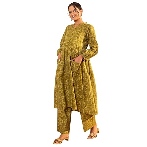 Janasya Womens Pure Cotton Floral Printed A-line